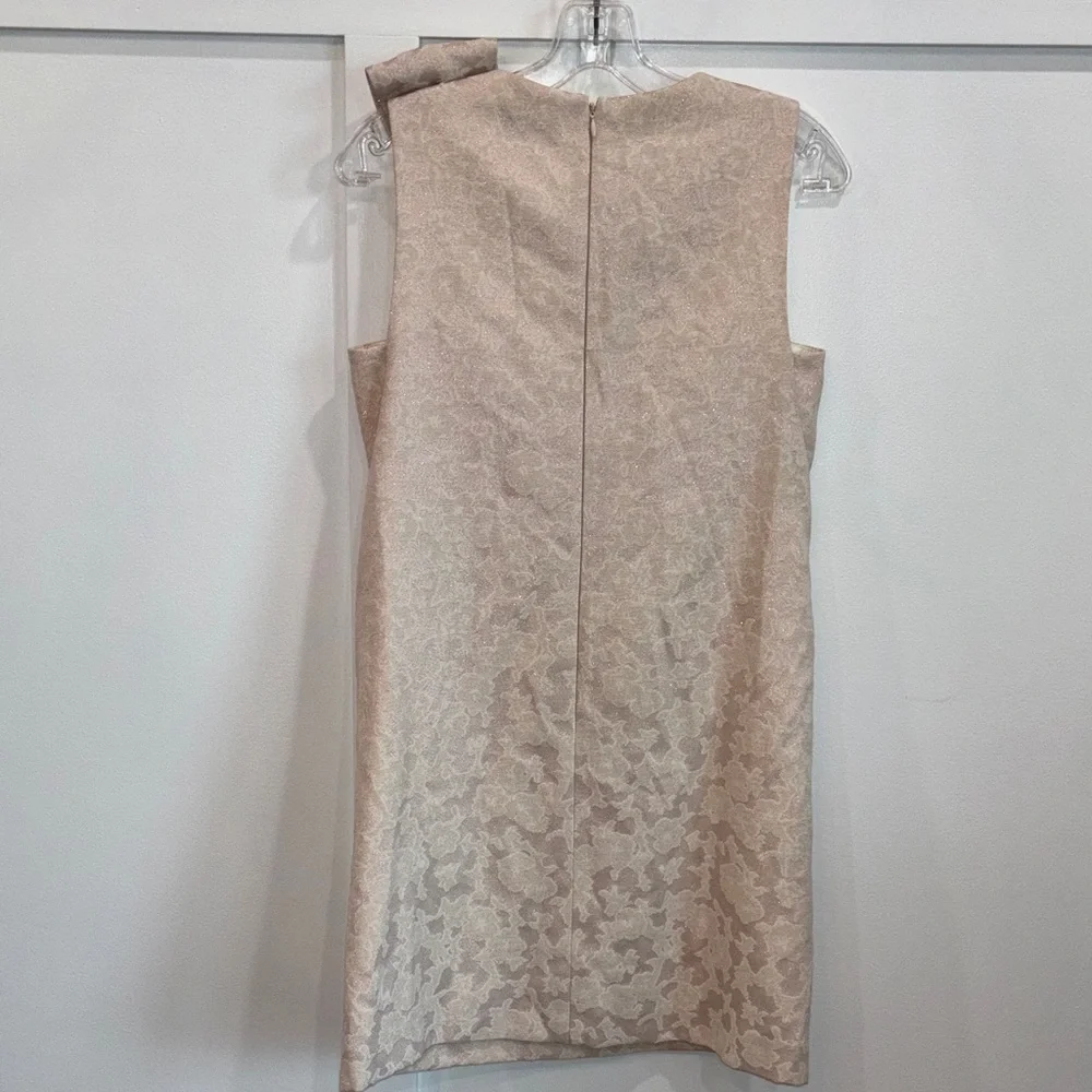 Tahari ASL Blush Jacquard Sheath Dress with Shoulder Bow - Picture 8 of 11